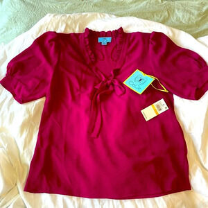 Cece NWT ruffle blouse pink cap sleeve size small